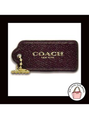 COACH HANG TAG Bag Charm Keychain Fob New York Oxblood Crossgrain Leather 2.25
